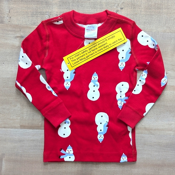 NWT! Hanna Andersson Snowmen on Red Long John Pajama Set - Size 2T - Picture 2 of 10